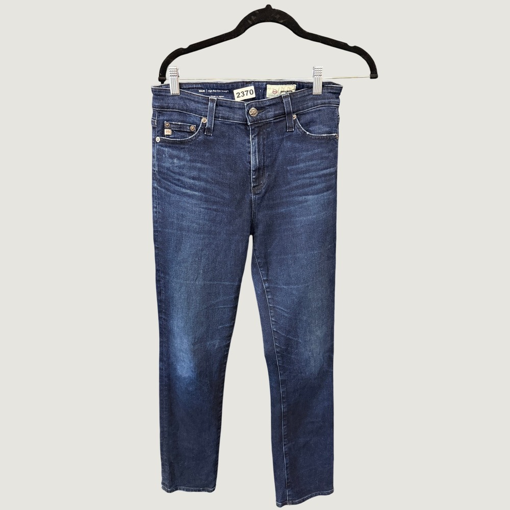 AG Mari High-Rise Slim Straight Jeans Womens 28 Dark Blue Denim
